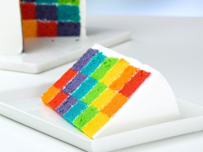 Rainbow Checkerboard Cake
