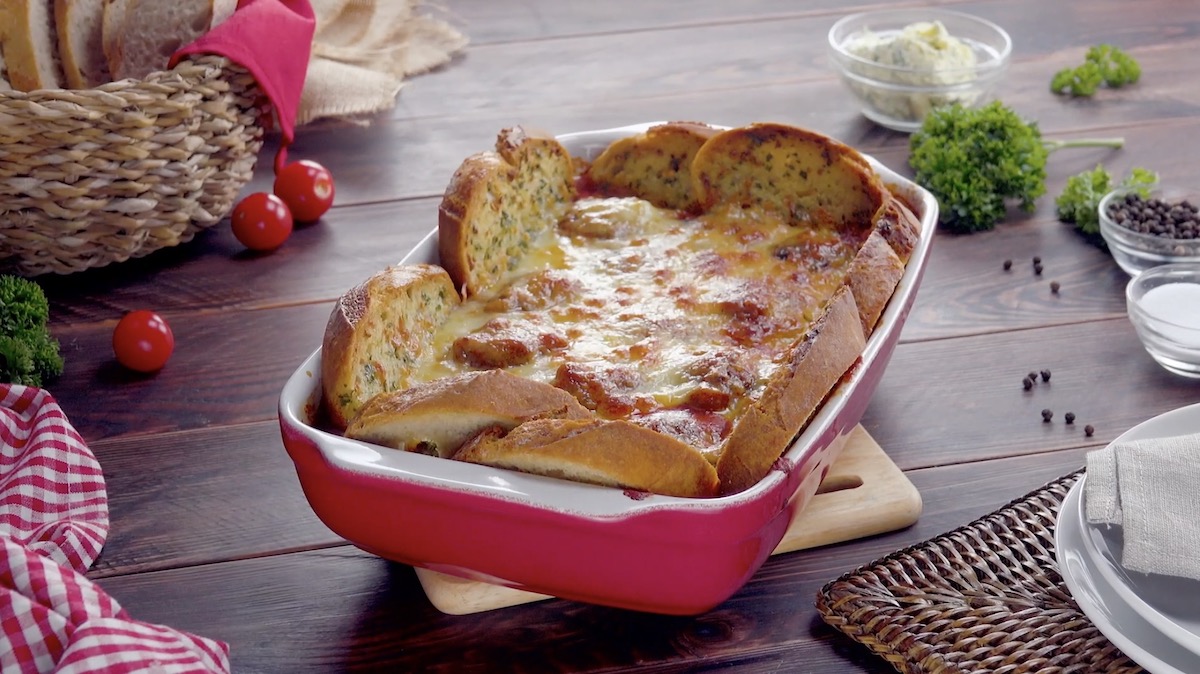 Cheese-Stuffed Meatball Casserole