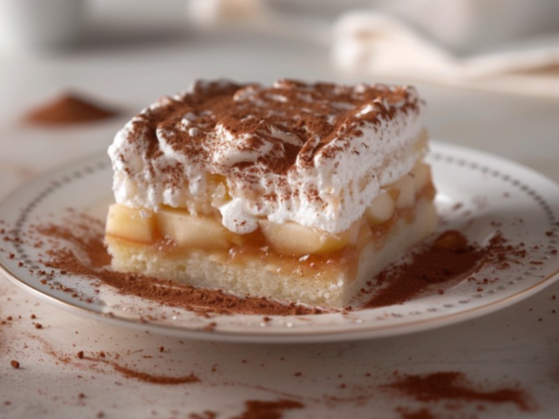 Delicious Sheet Cake: Apple Pudding Cake Bars with Homemade Whipped Cream